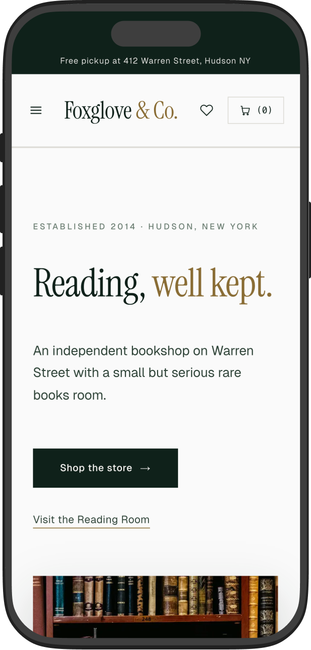 Foxglove & Co. bookstore mobile cover