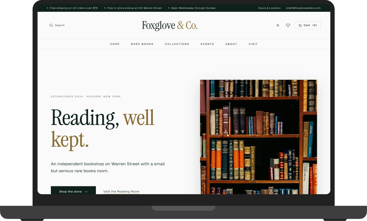Foxglove & Co. bookstore site cover