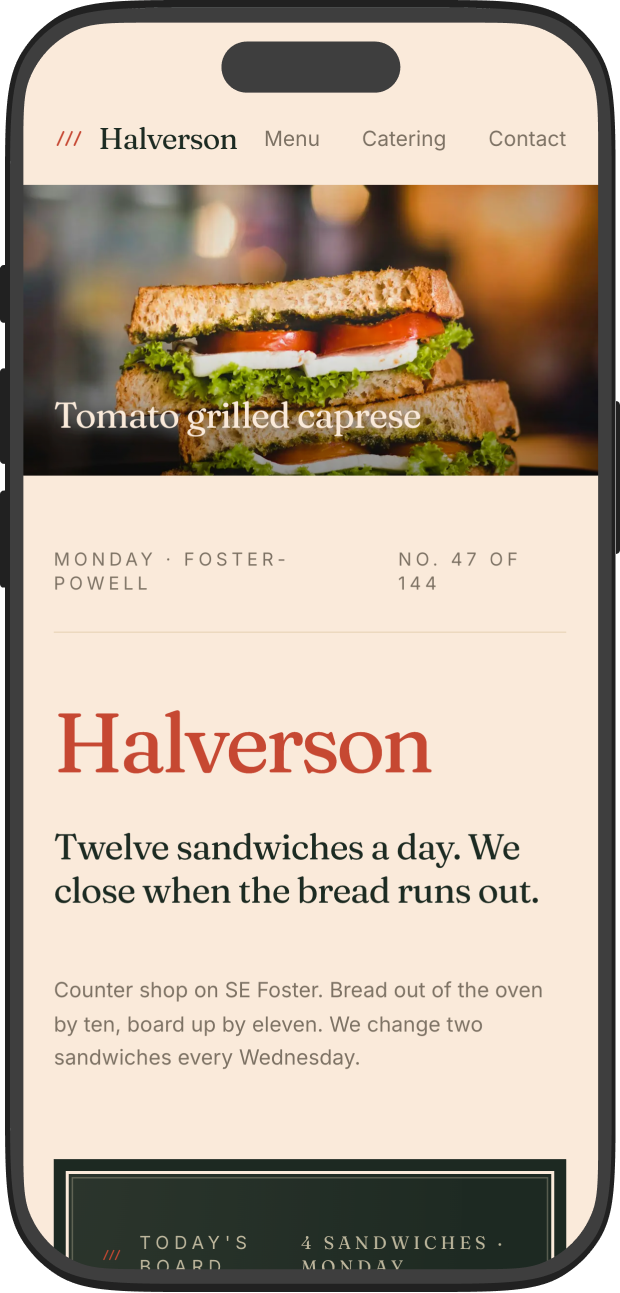 Halverson Sandwich Co. mobile cover